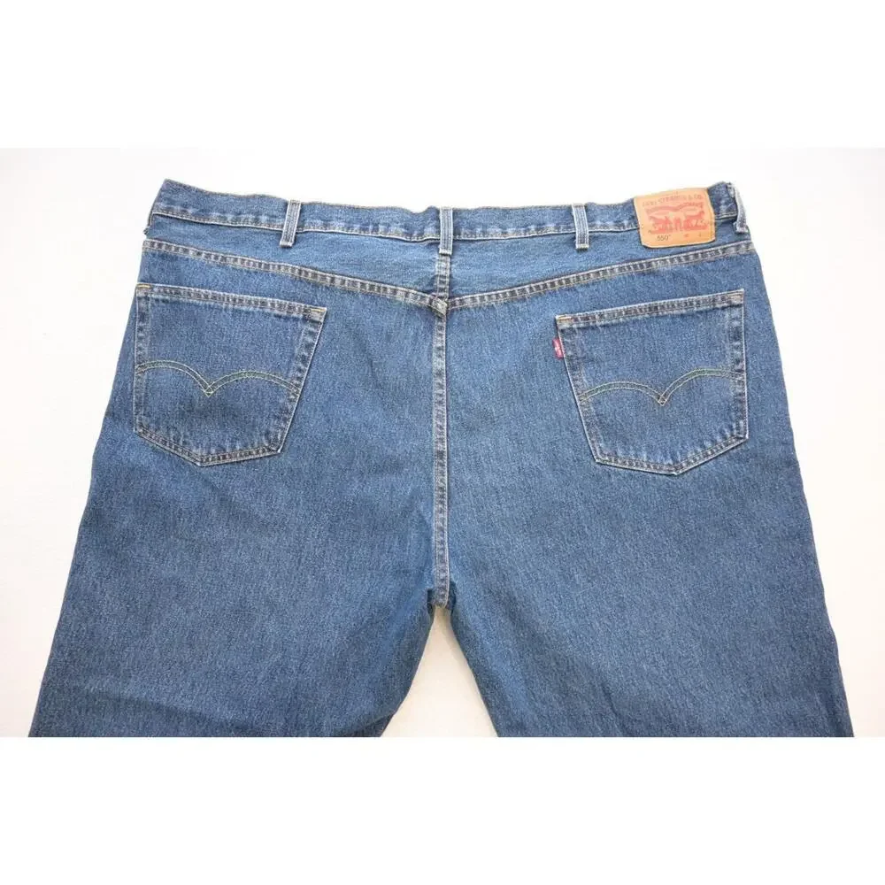 Levi's 550 Relaxed Fit Straight Blue Denim Jeans Mens Size 52 x‎ 32